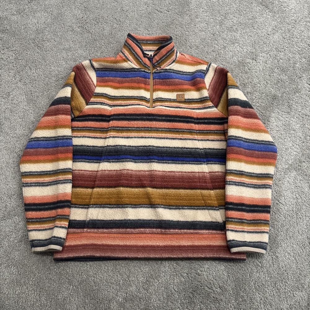 Billabong Adventure Division Fleece Jacket Men’s Medium 1/4 Zip Striped Sweater